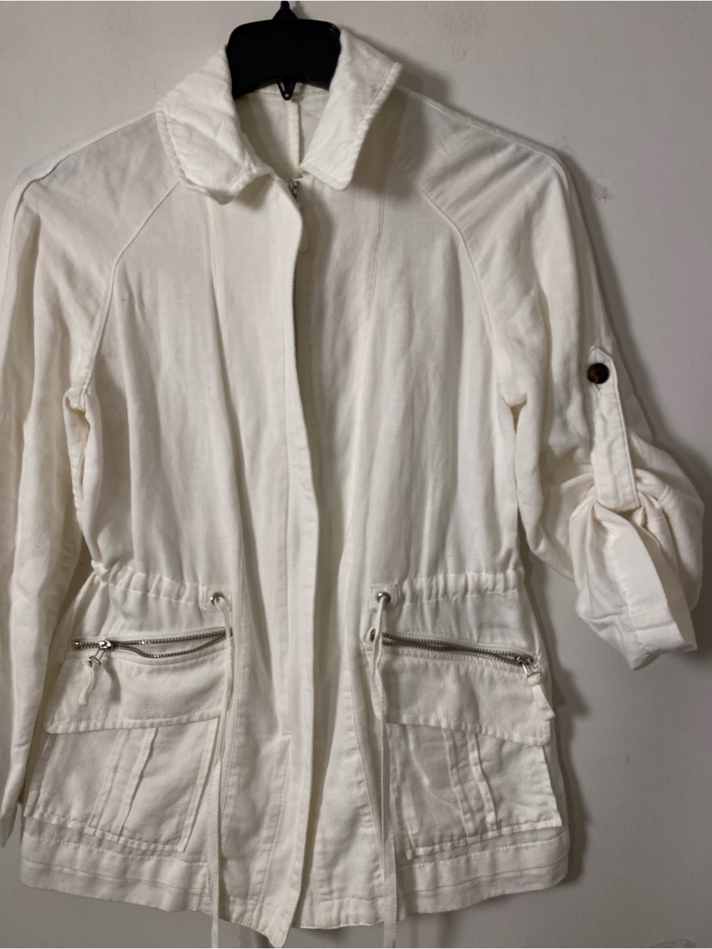 Zara Cream denim Utility Jacket with Drawstring Waist - Picture 3 of 8